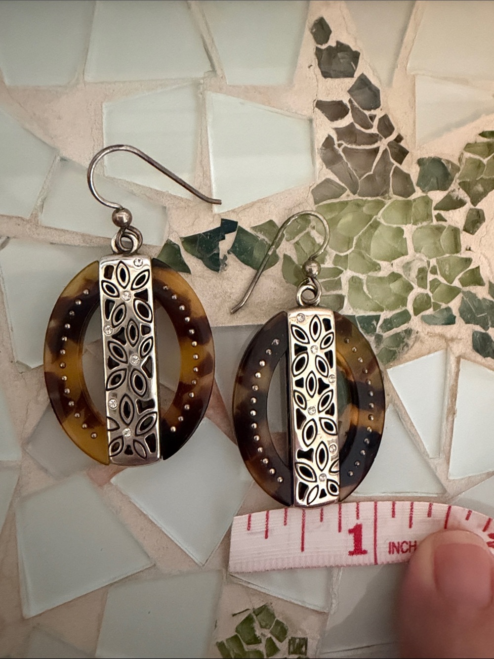 Brighton Bock PartyTortoiseshell Hoop Dangle Earrings with Filigree Acccents - Picture 5 of 5